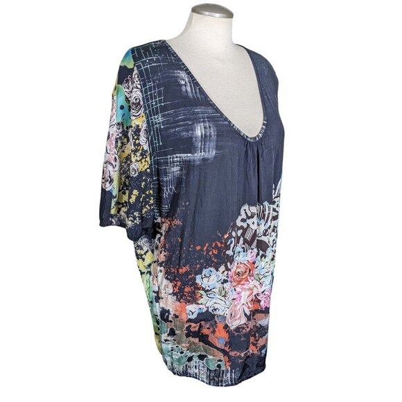 Save The Queen Womens Small Blouse Top Multicoloured Floral Drawstring Hem - Picture 2 of 9